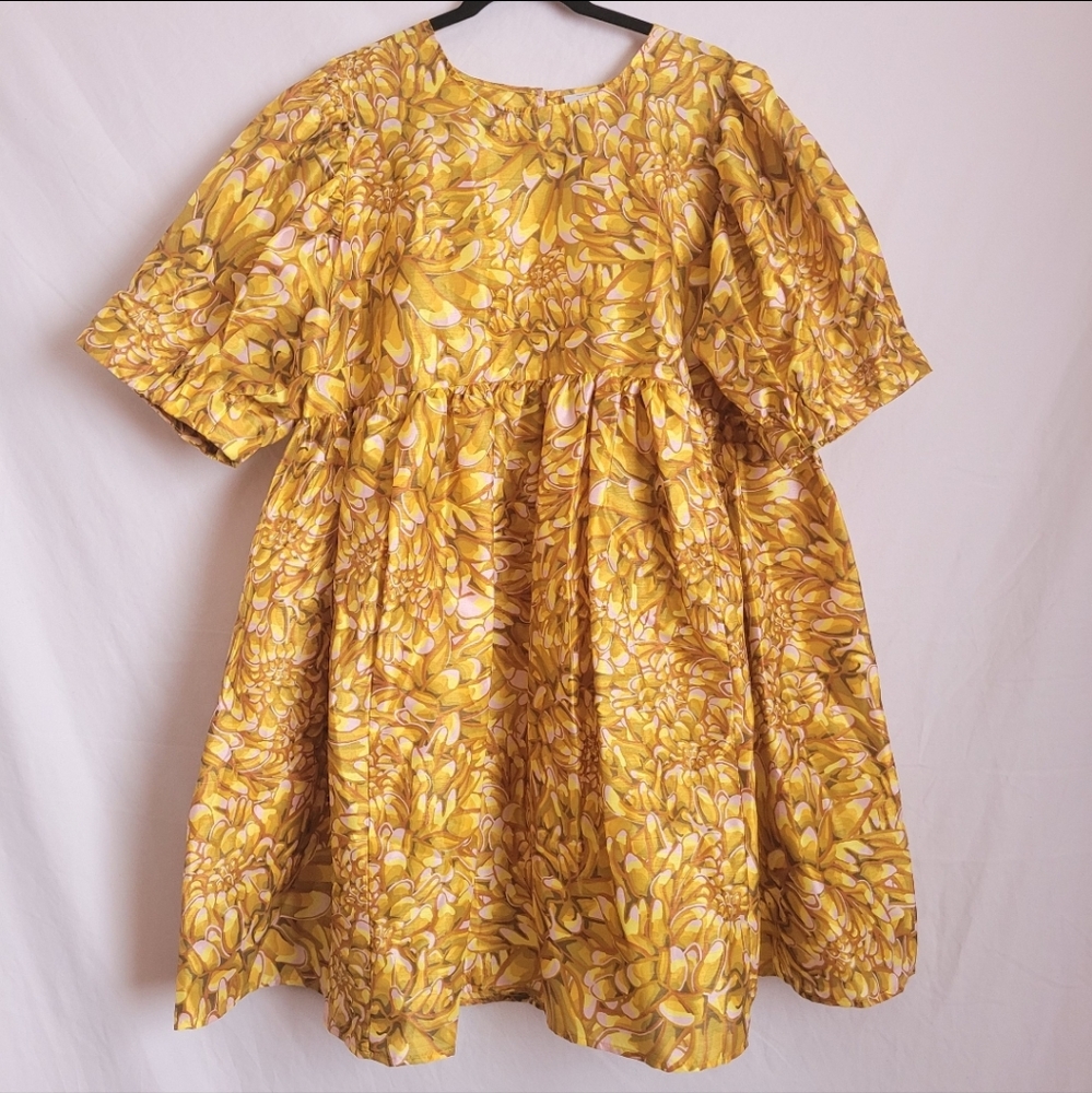 Kika Vargas Floral Puff Sleeve Mini Dress Size 1X